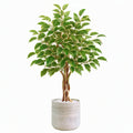 Plante artificielle ficus 180 cm en plastique vert avec pot en ciment pour intérieur