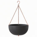 Jardinière suspendue Ø 30 cm en plastique noir avec chaînes métalliques pour plantes