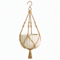Pot de fleurs suspendu 14 x 12 cm en céramique blanc beige pour intérieur style bohème