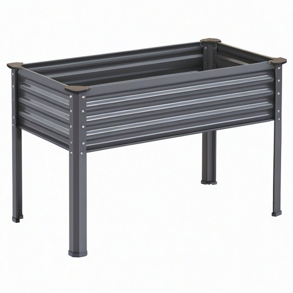 Bac de jardin surélevé 120 x 60 x 80 cm en acier galvanisé noir - structure sur pieds