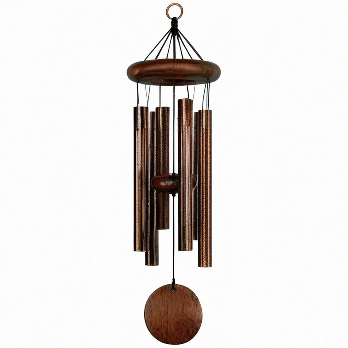 Carillon à vent 80 cm en métal et bois bronze marron suspendu décoratif