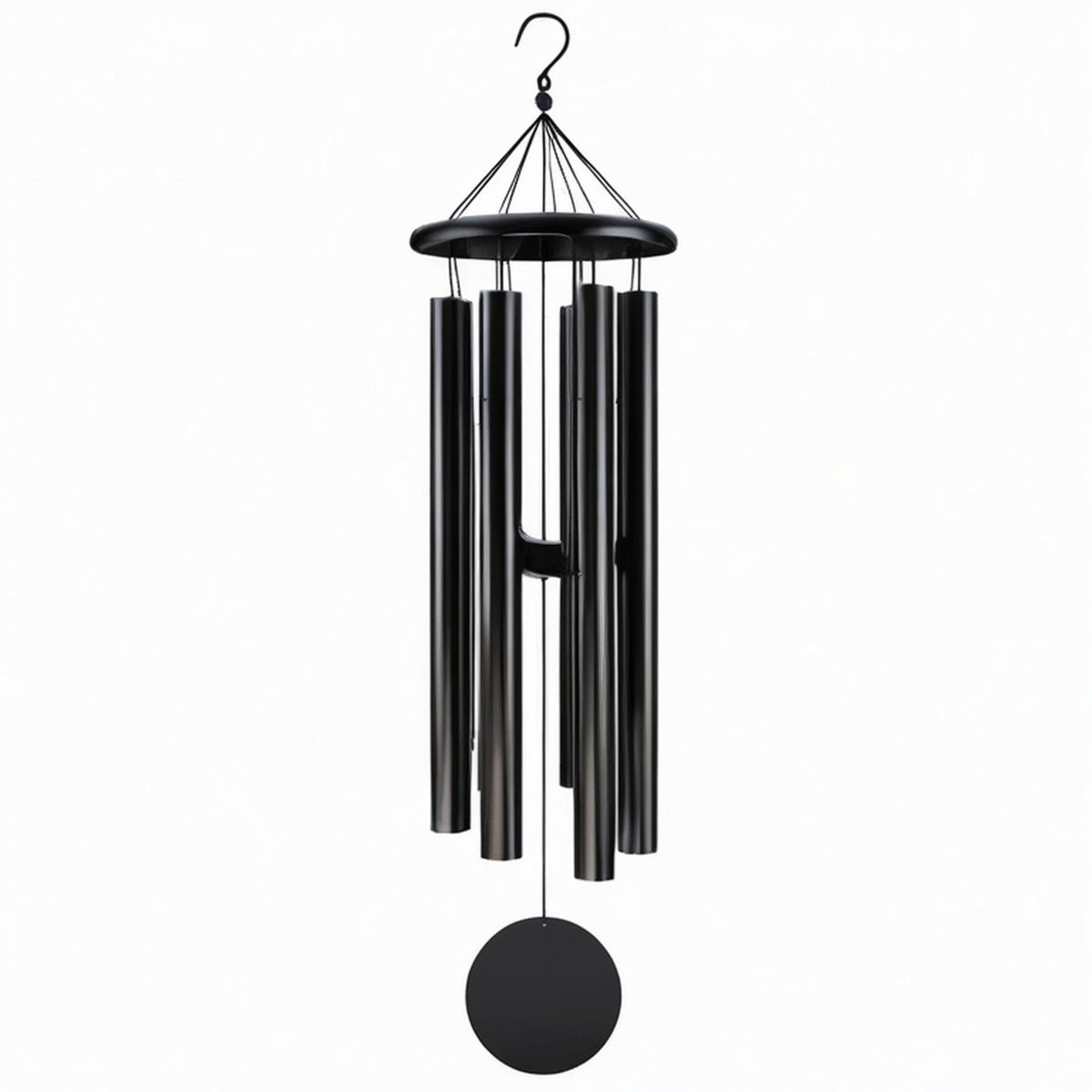Carillon éolien 80 cm en métal noir à suspendre style contemporain