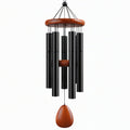 Carillon éolien 90 cm en métal noir et bois brun pour décoration intérieure et extérieure