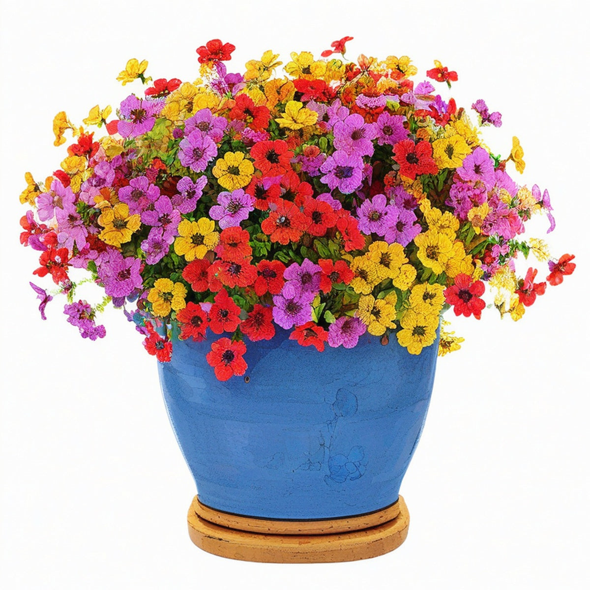 Plante fleurie artificielle 50 cm textile multicolore décorative en pot