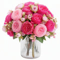 Composition florale artificielle en pot 45 cm en polyester rose fuchsia décorative