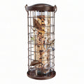 Mangeoire à oiseaux 17 x 40 cm en métal et plastique transparent marron suspendue décorative