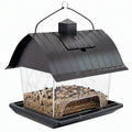 Mangeoire à oiseaux suspendue 23 x 19 x 24 cm en plastique noir et transparent pour jardin