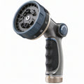 Pistolet d'arrosage 20 cm en plastique noir et gris à 8 modes pour jardin