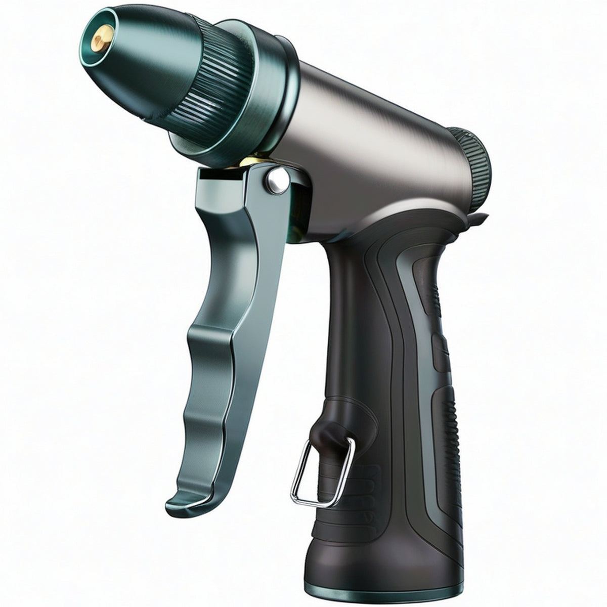Pistolet d'arrosage 20 x 14 cm en ABS noir et vert avec poignée ergonomique réglable