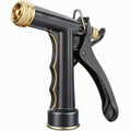 Pistolet d'arrosage 20 cm x 15 cm en plastique noir et doré à gâchette réglable pour jardin