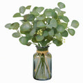 Plante verte artificielle 60 cm en plastique vert avec vase en verre décoratif